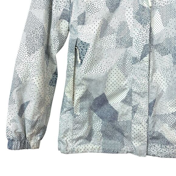 The North Face Jacket Women's S/P Blue White Print Windbreaker Hooded Shell - Picture 4 of 15
